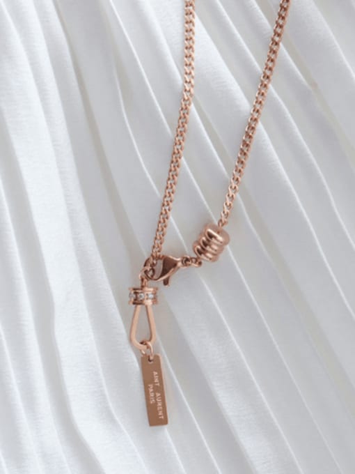 rose gold Titanium 316L Stainless Steel Tassel Minimalist Lariat Necklace with e-coated waterproof