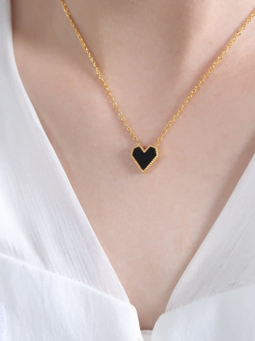 P436 Gold Black Acrylic Necklace 40+ 5cm Titanium Steel Acrylic Minimalist Heart Earring Bracelet and Necklace Set