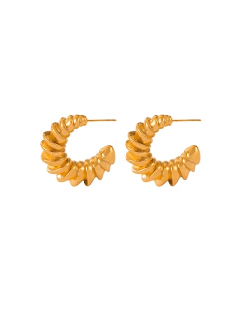 F1510 Gold Earrings Titanium Steel Geometric Hip Hop Stud Earring