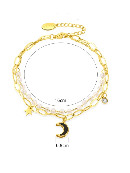 YAYACH Stainless steel Moon Vintage Double Laye  Hollow Chain Strand Bracelet 2