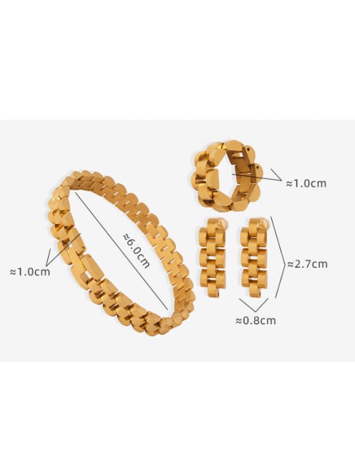 MAKA Titanium Steel Hip Hop Geometric Ring Bracelet and Necklace Set 2