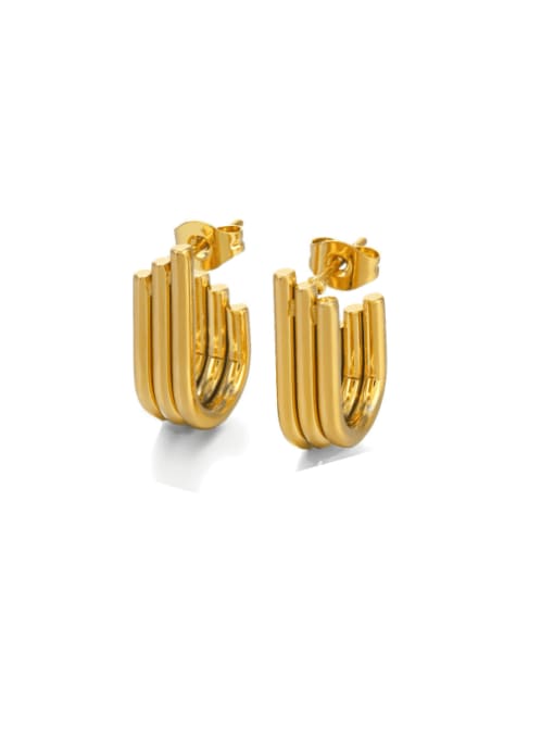 Gold geometric earrings Stainless steel Geometric Hip Hop Stud Earring