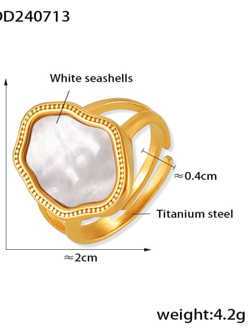 A563 Golden Ring Titanium Steel Shell Geometric Trend Band Ring