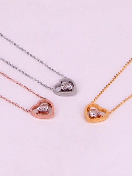 K.Love Titanium Cubic Zirconia Heart Dainty Necklace 3