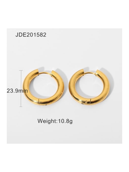 JDE201582 Stainless steel Round Trend Hoop Earring