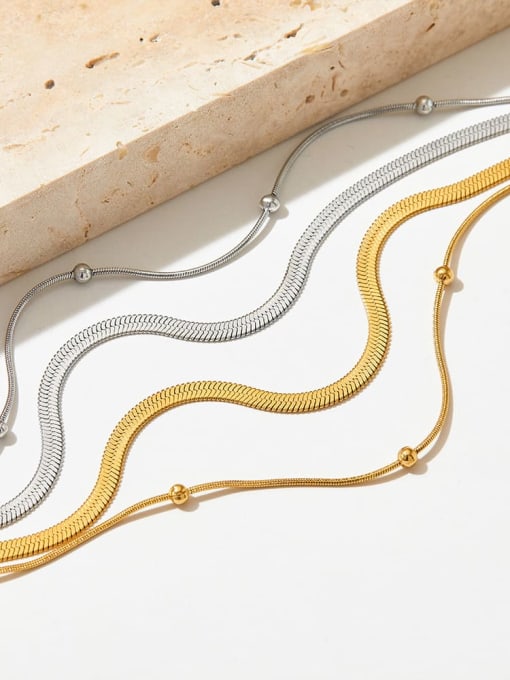 Clioro Stainless steel Snake Bone Chain Minimalist Multi Strand Necklace 3