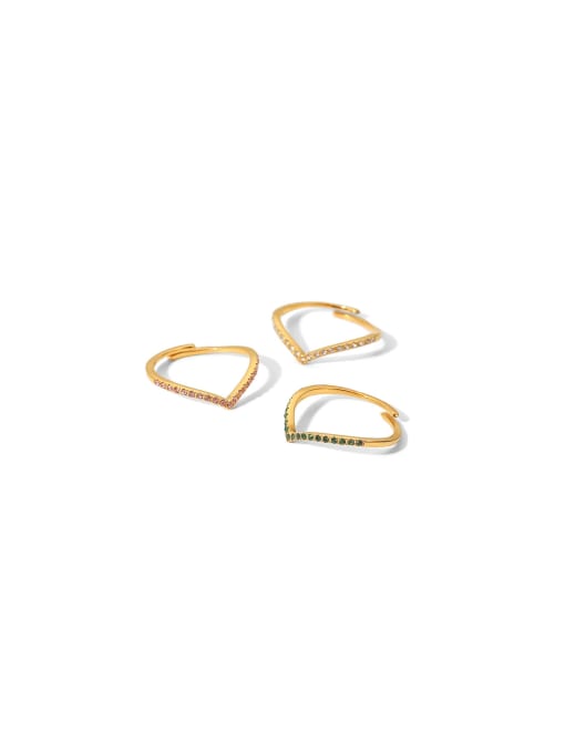 J&D Stainless steel Rhinestone Geometric Dainty Ring