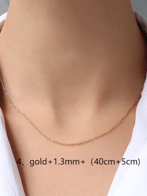 ④gold +1.3mm+(40cm+5cm) Titanium 316L Stainless Steel Minimalist  Chain with e-coated waterproof
