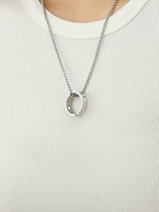 P121 Plain Ring Necklace Titanium Steel Minimalist Geometric  Ring and Necklace Set