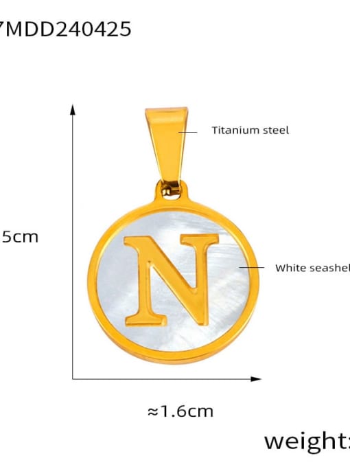 D77 Golden Letter N Pendant Titanium Steel Shell Minimalist Letter  Pendant