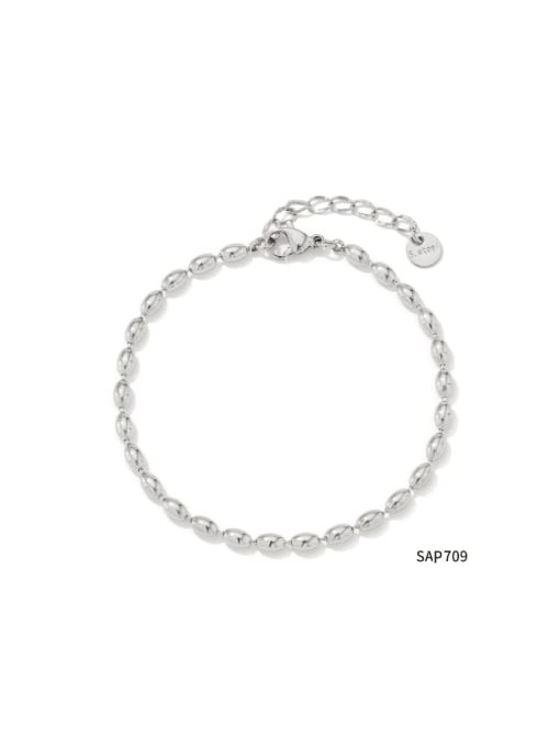 SAP709 Platinum Stainless steel Geometric Minimalist Beaded Bracelet