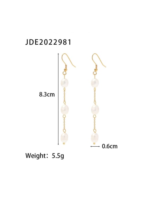 J&D Stainless steel Freshwater Pearl tassel Dainty Drop Earring 2
