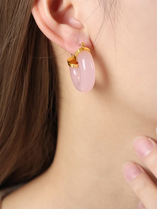 F1151 Gold Powder Resin Earrings Titanium Steel Resin Geometric Trend Stud Earring