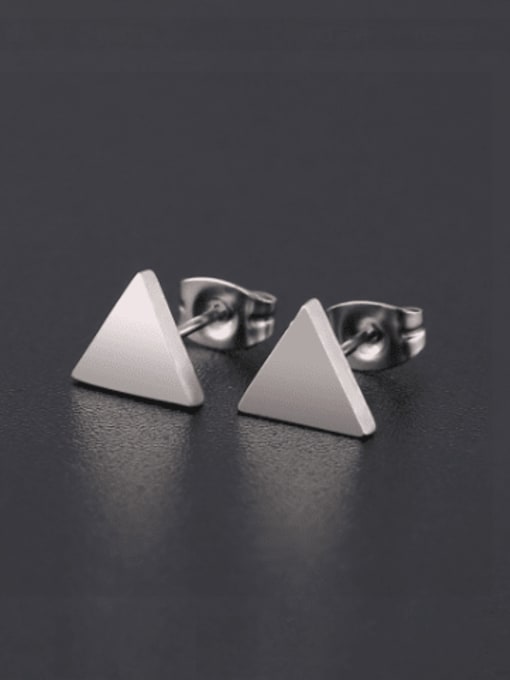 BELII Titanium Steel  Smooth Triangle Minimalist Stud Earring(Single-Only One) 4
