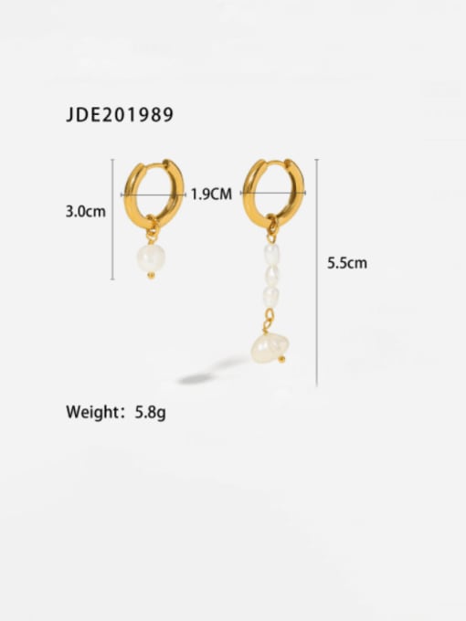 JDE201989 Stainless steel Imitation Pearl Geometric Minimalist Drop Earring