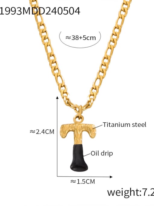 P1993 Gold Black Necklace T Titanium Steel Letter Hip Hop Necklace