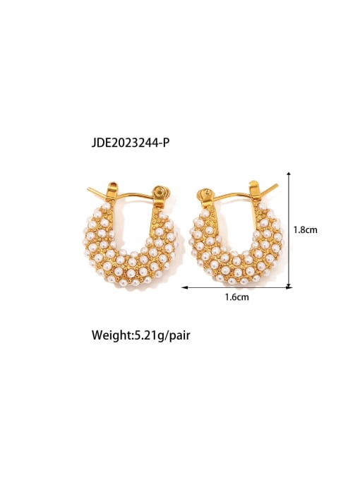 JDE2023244 P Stainless steel Imitation Pearl Geometric Trend Stud Earring