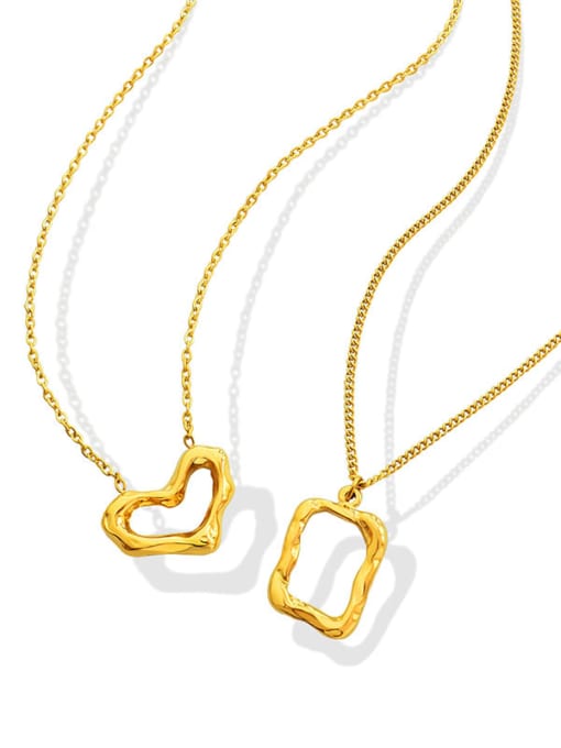 MAKA Titanium Steel Geometric Minimalist  Heart Pendant Necklace