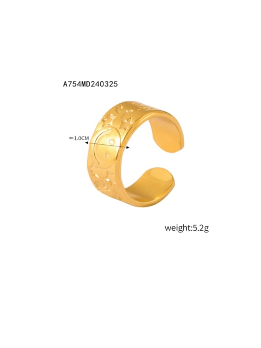 A754 Gold Ring Titanium Steel Geometric Hip Hop Band Ring