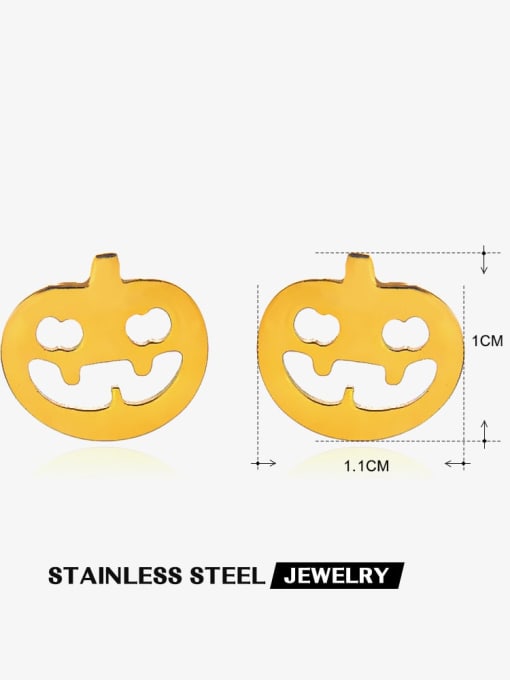Pumpkin Head Earrings Stainless steel Skull Hip Hop Stud Earring