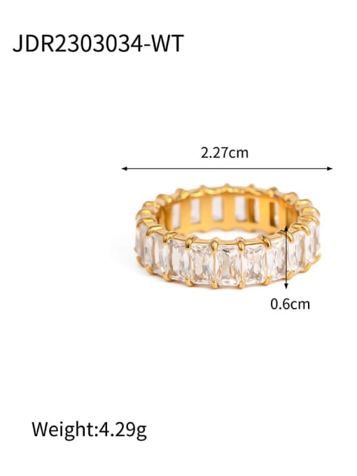 JDR2303034 WT Stainless steel Cubic Zirconia Geometric Dainty Band Ring
