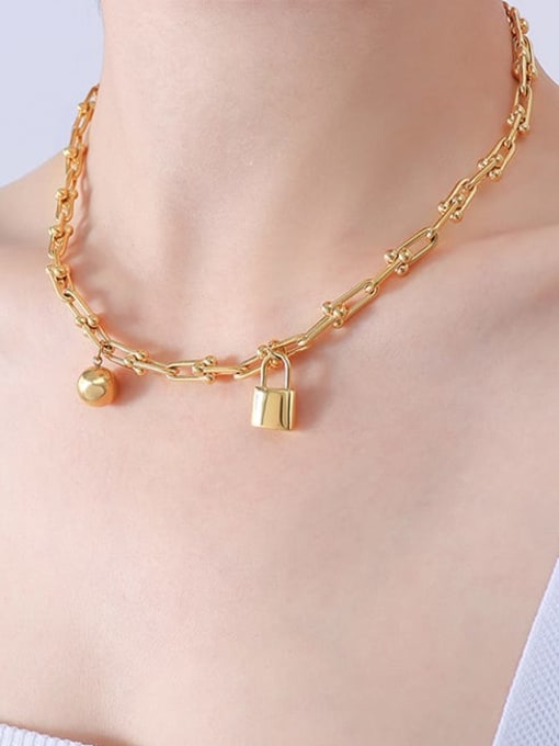 P072 gold necklace 40 5cm Titanium Steel Vintage Irregular Bangle and Necklace Set