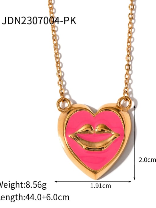 JDN2307004 PK Stainless steel Imitation Pearl Enamel Heart Trend Necklace