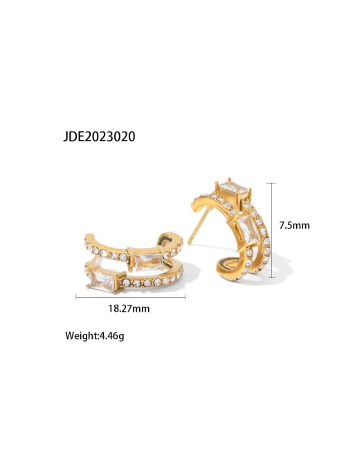 JDE2023020 Stainless steel Cubic Zirconia Geometric Dainty Stud Earring