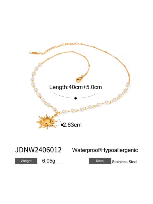 JDNW2406012 Stainless steel Imitation Pearl Sun  Flower Minimalist Necklace