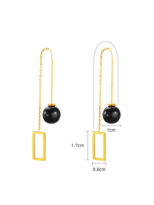 YAYACH Titanium Steel Imitation Pearl Geometric Tassel Minimalist Threader Earring 2