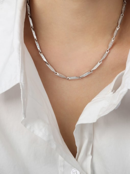 P404 engraved steel necklace 40 5cm 20g Titanium Steel Irregular Hip Hop Necklace