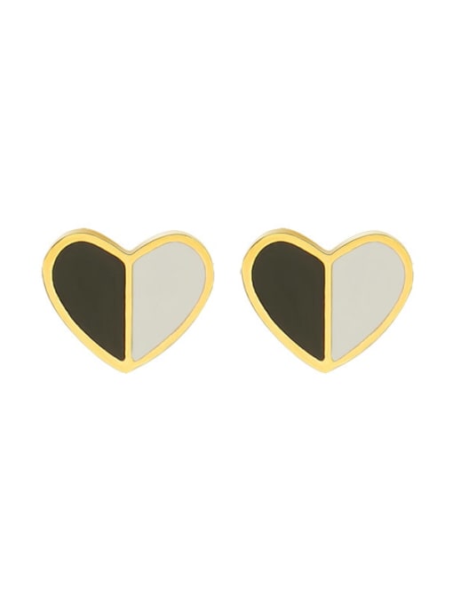 f411 Gold Titanium 316L Stainless Steel Shell Heart Minimalist Stud Earring with e-coated waterproof
