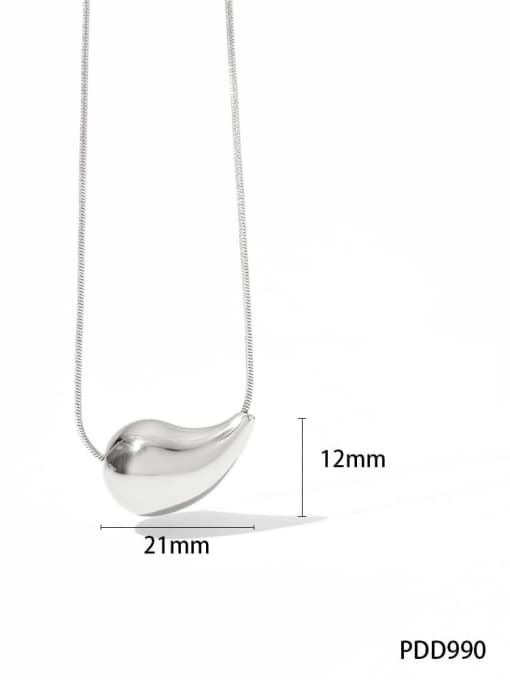 (Horizontal style) Small Steel  PDD990 Stainless steel Water Drop Minimalist Necklace
