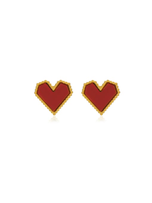 Love Earrings Stainless steel Enamel Heart Minimalist Stud Earring