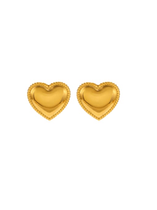heart earrings in gold Stainless steel Heart Hip Hop Stud Earring