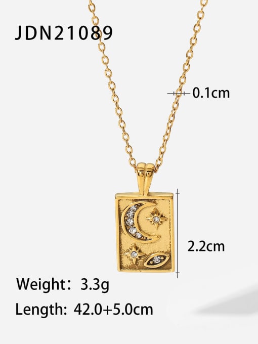 JDN21089 Stainless steel Cubic Zirconia Rectangle Vintage Necklace