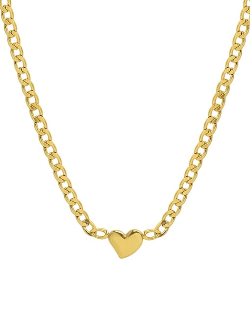 MAKA Titanium Steel Heart Minimalist Hollow Chain  Necklace 0