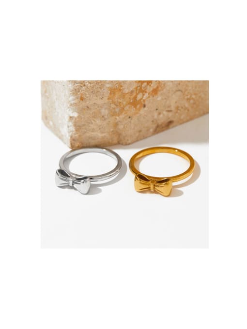 Golden KBJ346 Stainless steel Bowknot Trend Band Ring
