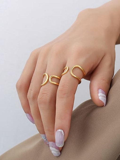 Gold open ring Titanium Steel Geometric Minimalist Stackable Ring