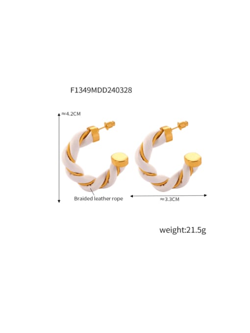 F1349 White Leather Earrings Brass Artificial Leather Geometric Minimalist Stud Earring