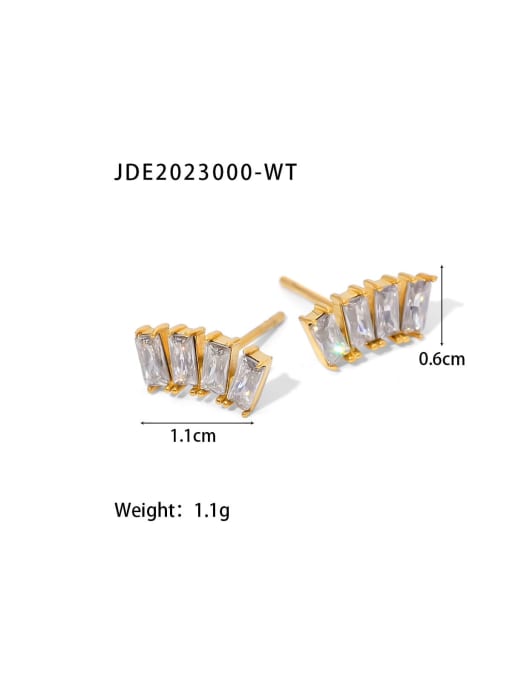 JDE2023000 WT Stainless steel Cubic Zirconia Geometric Dainty Stud Earring