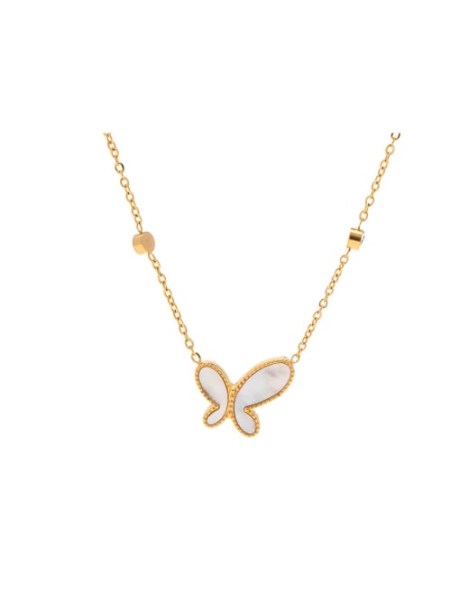 J&D Stainless steel Shell Butterfly Dainty Necklace 0