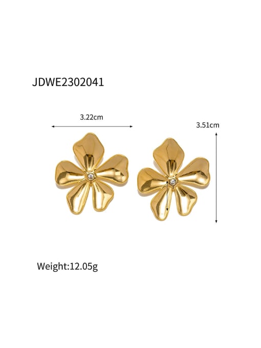 JDWE2302041 Stainless steel Cubic Zirconia Flower Dainty Stud Earring