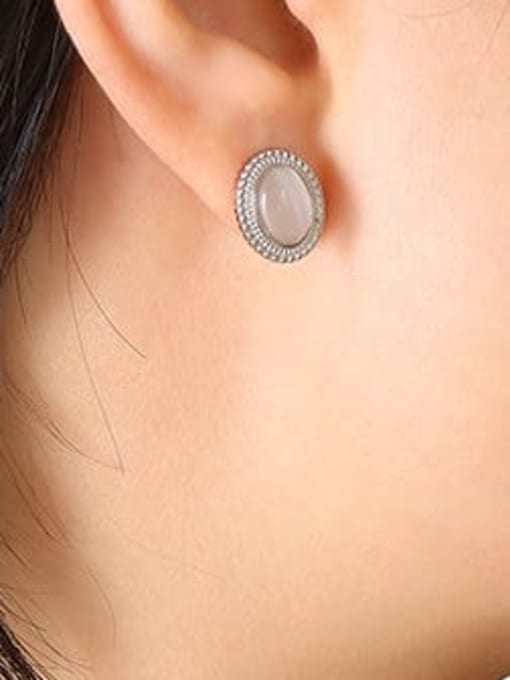F638 steel Opal Earrings Titanium Steel Turquoise Vintage Geometric  Earring and Necklace Set