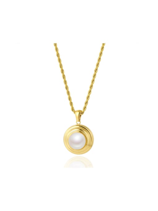 YAYACH Stainless steel Imitation Pearl Round Trend Necklace