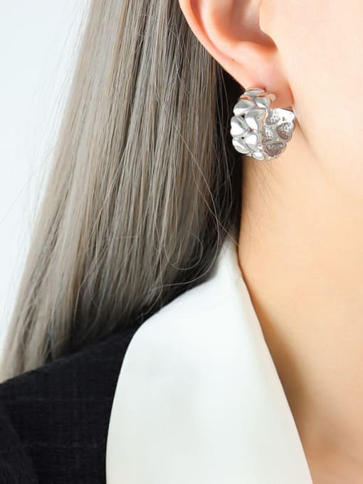 F708 Steel Color Earrings Titanium Steel Geometric Trend Stud Earring