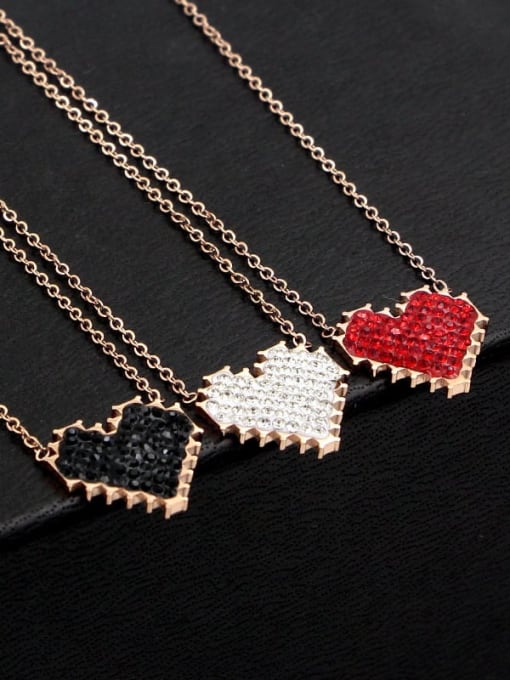K.Love Titanium  Rhinestone Heart Minimalist Necklace 0