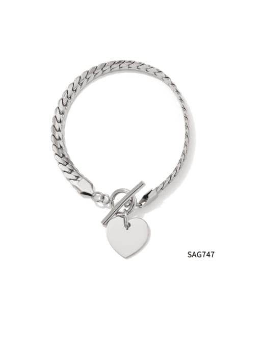 SAG747 steel Stainless steel Heart Hip Hop Link Bracelet