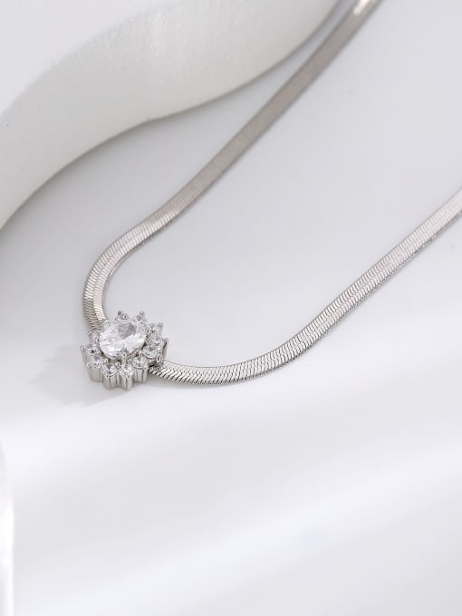 H01179 white+white  gold Brass Cubic Zirconia Geometric Vintage Necklace