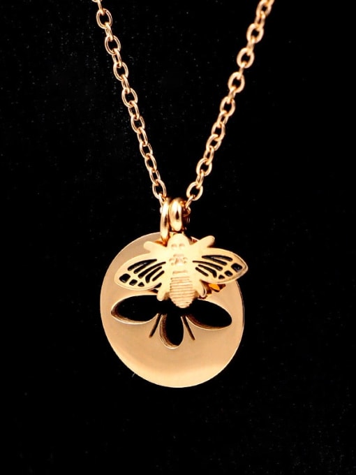 K.Love Titanium  Hollow  Bee Minimalist pendant Necklace 2